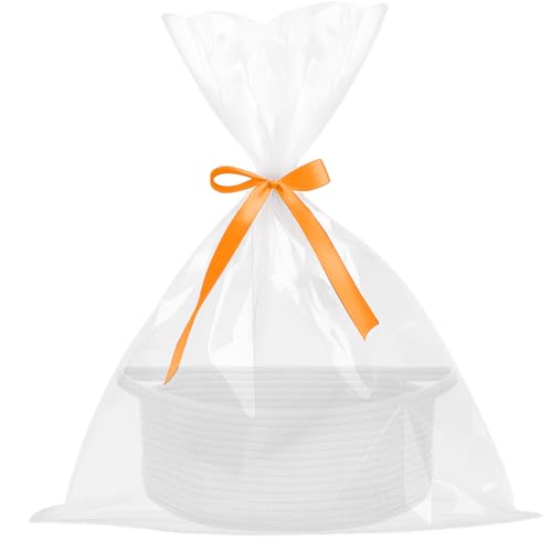 powerking kleiner gewebter Korb mit Geschenktaschen und Bändern, leere dekorative Geschenktruhe Box, Geschenkkorb für Babydusche, Geburtstag, Ostern, Thanksgiving, Weihnachten