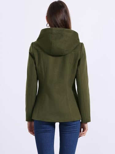 Allegra K Women's Casual Winter Outwear Hooded Button Peacoat Toggle Duffle Coat4