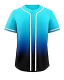 KXK Plain Men Gradient Baseball Jersey Button Down Shirts Short Sleeve Fashion Hip Hop Sports Uniform