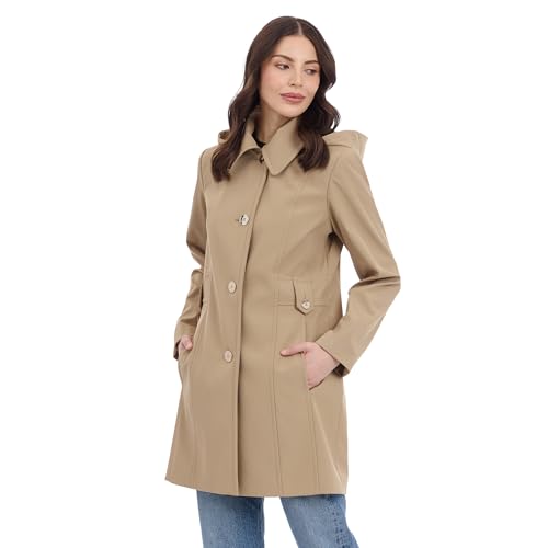 Image of Michael Kors Women's Single Breasted Raincoat With Detachable Hood