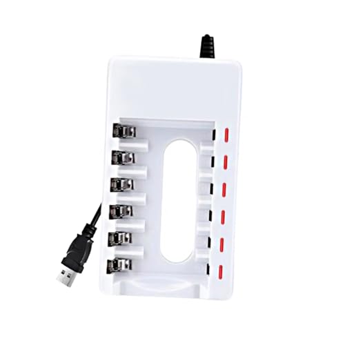Limtula Adaptador de carga de batería de 6 ranuras para adaptador de carga de batería recargable de 1,2 V 2 A/3 A con indicadores LED. Características: