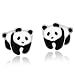 Adorable Panda Bear Colored Enamel .925 Sterling Silver Stud Earrings