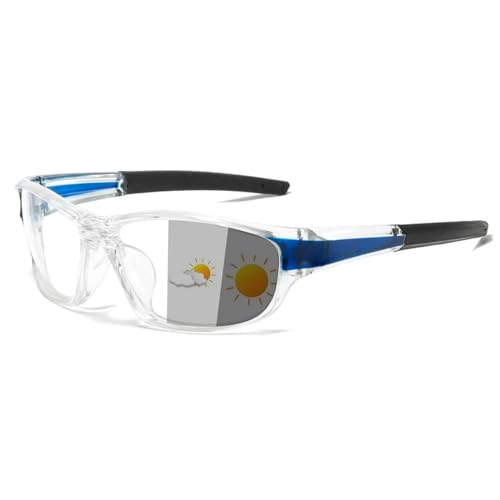 mincl Wrap Around Photochromic full lens Reading Glasses for Mens Square safety Sports Transition Sunglasses Readers N45 (blue, 1.75, x)