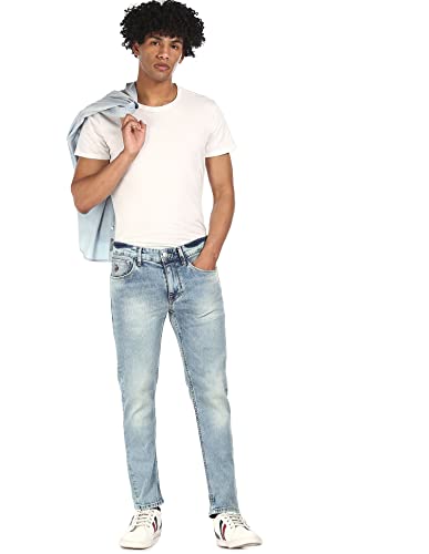 Image of U.S. POLO ASSN. Men Light Blue Mid Rise Regallo Skinny Fit Jeans