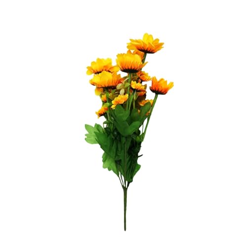 Image of Enhance Your Space with Artificial Leaf Decor Foliage for Stunning Interiors Decorative Items for Home;Office; Room; Living Room; Table; (Without Vase) (Pack of 2, Sunflower)