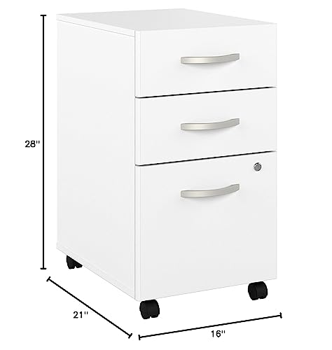 Bush Business Furniture Hybrid 3 Drawer Mobile File Cabinet-Assembled, White #TOP7