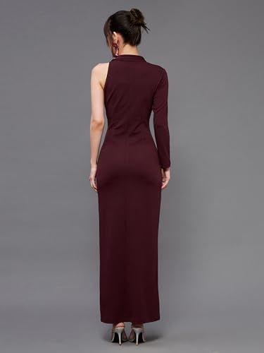 Image of Miss Chase Women's Round Neck Sleeve Embellished Fit Flare Maxi Dress