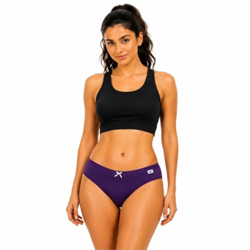 Image of XJARVIS CARIBEANCHIC Women's Hipster Panty, Combed Cotton Stretch Underwear, Full Coverage Bikini Brief, Soft Breathable Everyday Innerwear