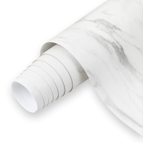 Revestimiento de Vinilo Autoadhesivo Profesional para Pared, Puertas, Muebles, Cocina y Baños – Mármol Blanco Calacata Mate – Sin Obra – Alta Resistencia – KM1705 - Envío desde España - 62 x 100 cm