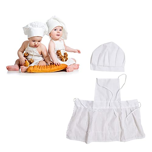 Cicony Baby Photography Props,Baby Apron and Chef Hat,Baby Photoshoot Outfits Unisex