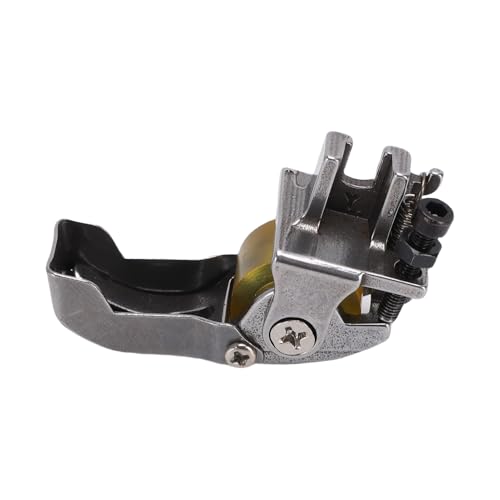 Smandy Narrow Roller Presser Foot Wheel Presser Foot, Smoother Fabric Feed Adjustable Pressure Rubber Roller Stainless Steel Sewing for Flat Sewing Machine
