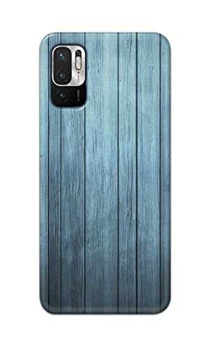 Image of Printed Hard Back Cover Case for Mi Redmi Note 10T 5G | Mi Redmi Note 10 5G Back Cover (Wooden Blue) -1302