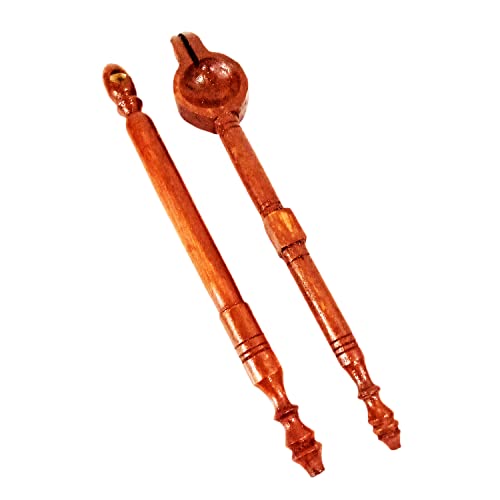 Pooja Ghar 2-Piece Wooden Puja Spoon Set (Brown, Traditional Style) for Havan, Ghee, and Puja Rituals