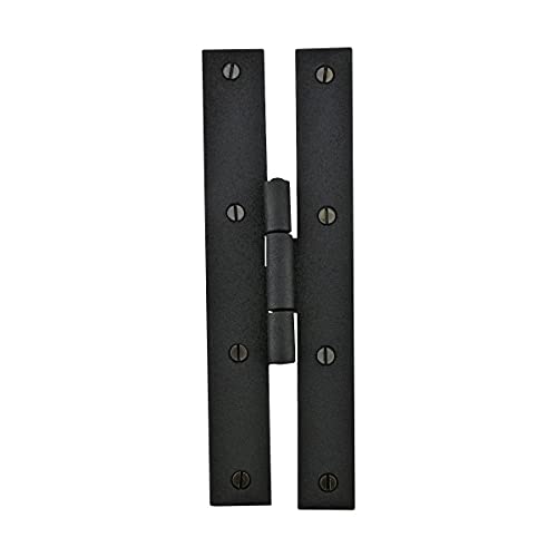 Renovators Supply Manufacturing H Cabinet Hinges 7 in. Black Wrought Iron Kitchen Cabinet Hinge with Screws