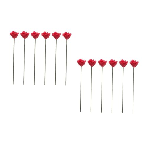 ABOOFAN 2 Series Mini Rosa Organizar Accesorios Artificial Home Decoracion Juguetes De Modelado De Bricolaje Mini Adorno De Rosas Resina Rojo 6 Piezas X 2