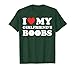 I Love My Girlfriend's Boobs Funny I Red Hot Heart Boobies T-Shirt, Men, Dark Green, Large