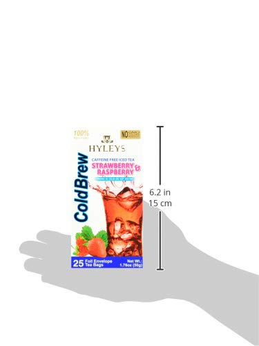 12 Pack of Hyleys Cold Brew Raspberry & Strawberry Tea - 25 Tea Bags (Sugar Free, Gluten Free and Non-GMO)