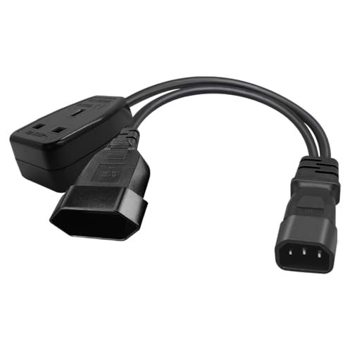 Image of Strhowill 0.3M/1FT C14 to EU Schuko 4.0mm +UK Socket Y Splitter Power Cord
