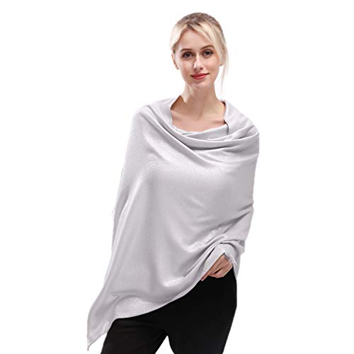 Image of LMVERNA Women's Sparkling Metallic Soft Pashmina Shawls and Wraps Scarf in Solid Colors
