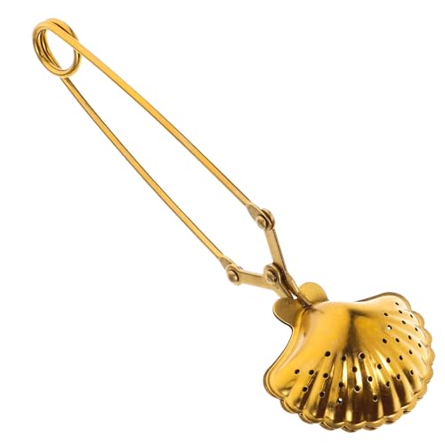 SHINEOFI Infuseur à Thé en Acier Inoxydable 304 Pince Filtre à Thé Doré à Long Manche Passoire de Cuillère en Vrac Pratique et Portable