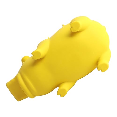 Qcwwy Schweineform Latex Haustier Kauspielzeug Langlebige Angst Interaktives Hund Kauen Spielzeug für Welpen Hunde Bildungsdesign Zum Training von Kauenkraft für Hunde und Katzen Gelb