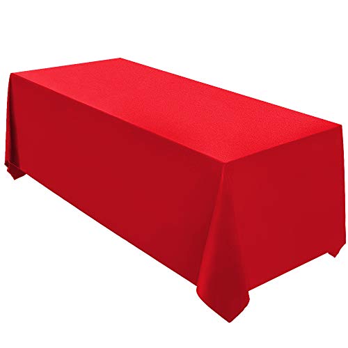 Surmente Tablecloth 90 x 132-Inch Rectangular Polyester Table Cloth for Weddings, Banquets, or Restaurants (Red) 