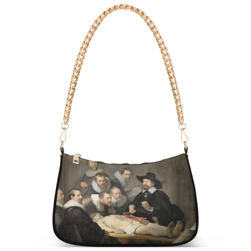 Art Print Anatomy Lesson Prints Shoulder Purses for Women Hobo Clutch Purse Cartoon Designer Handbag Zipper Closure 11 x 7 x 2.8 inch