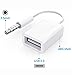 Naiyal AUX to USB Adapter, USB Female to 3.5mm Jack Audio Dongle, 3.5mm Male Aux Cord Plug to USB 2.0 Converter Cable Only Support Play Music on Car (White-1Pack)