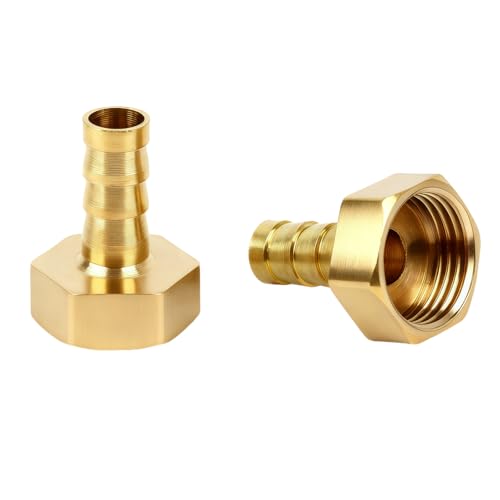 2 PCS Conectores de Latón, Macizo de 10 mm a Rosca, G1/2 Conector Manguera, Racor de Latón Full Flow para Manguera Gas Butano, Conexión para Agua, Aire, Combustible, Piscina, Jardín