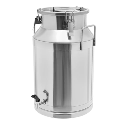 201 Food-Grade Stainless Steel Ice Bucket with Lid and Faucet, 40L/10.57Gal Good Sealing Storage Canister Milk Bucket Milk Can for Coffee, Tea, Water, Milk, Soup