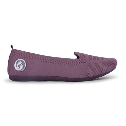 Image of Women Lightweight Knitted Ballerina Flats Slipon Dusty Mauve Comfort Fitx2