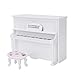 Dilwe Mini Piano pour Maison de poupée, Piano à Simulation Miniature avec Ensemble de tabourets, modèle d'accessoires pour Maison de poupée(Blanc)