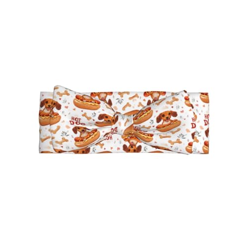 Cute Hot Dog Print Baby Girl Bows Headbands Baby Girls Newborn Headbands Infant Toddlers 0-6 Months
