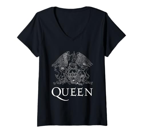 Femme Logo officiel Queen classique T-Shirt avec Col en V