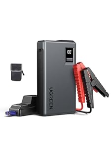 UGREEN Starthilfe Power Pack 1000A Autobatterie Booster für 6, 0L Benzin und 3, 5L Dieselmotoren 12000mAh Tragbare Powerbank und Starthilfekabel mit Digitalbildschirm und LED-Licht für Notfall