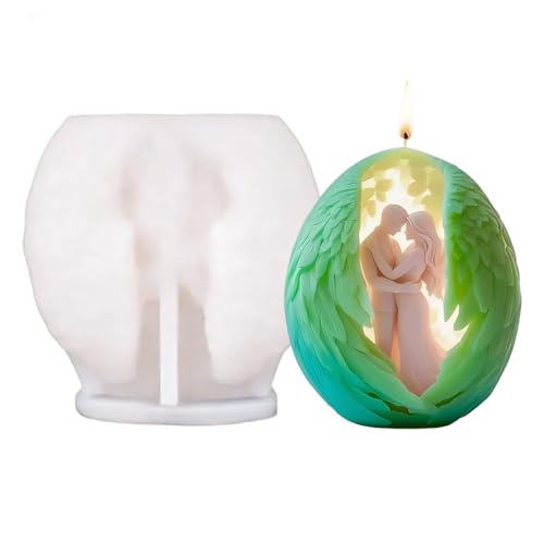 JS MOLD Par de forma de vela con alas 3D cuerpo vela romántica DIY molde de silicona para regalos de San Valentín, adornos hechos a mano, vela perfumada decoración del hogar