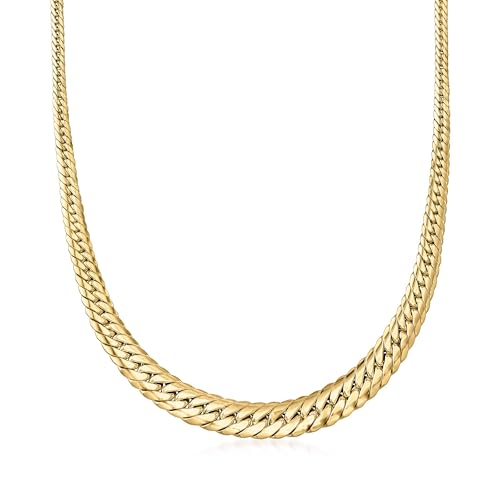 Ross-Simons Italian 18kt Yellow Gold Graduated Cuban-Link Necklace. 18 inches