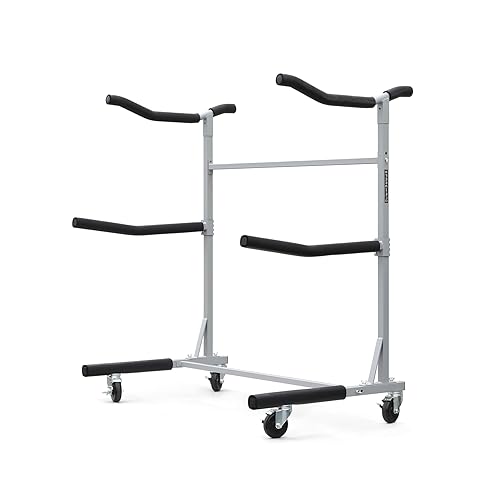 SPAREHAND Freestanding Triple Storage Rack - Heavy Duty G-C4 Caster Wheels with W/Brake - Tri-Level Rack System for 3 Kayaks, SUPs, Canoes, & Paddleboards - Suitable for Indoor & Outdoor
