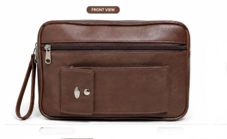 Image of PSH Men's Synthetic Leather Cash Pouch /Money Carrying Multipurpose travel Big Wrist Clutch Business Handbag Sling Document Carry Bag, High-capacity Shop Size- 26x17x7 Cms