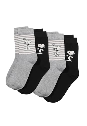 ONOMATO! Peanuts Snoopy Damen Strümpfe Socken 4er Set Größe:35/38