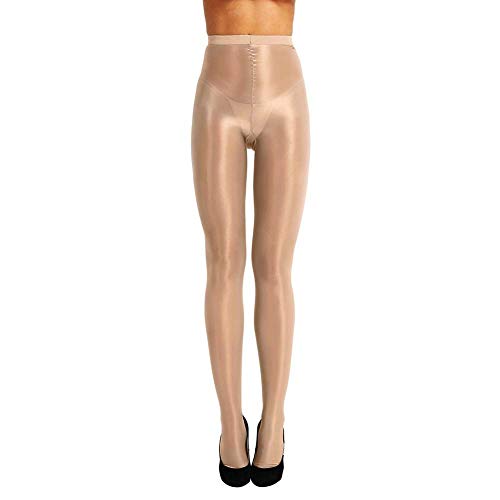 Image of HongH Plus Size Women's 60D Oil Shiny Glossy Pantyhose Shaping Stockings Sexy Flash Socks Ultra Stretch Tight Sheer Leggings