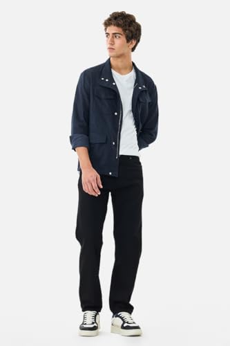 Image of SNITCH Men Casual Jeans | Relaxed Fit Straight Leg Washed Pattern & Drawstring Closure | 100% Cotton Denim Fabric for All Day Comfort & Everyday Wear