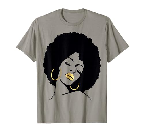 Afro Diva Black Girl Magic Lips Natural Hair Melanin Queen T-Shirt