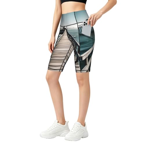 Short de sport taille haute femme avec poches et legging entraînement course à pied yoga