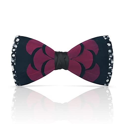 Image of Feather Bow Ties for Men Original Luxury Elegant Wedding Bow Tie Pre-Tied Handmade Mens Bowties for Tuxedo