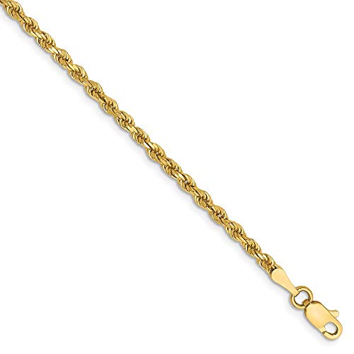 14K Yellow Gold 10 Inch 2.25Mm Diamond Cut Rope Anklet Chain Bracelet Fine Jewelry For Women Gifts For Her #TOP7