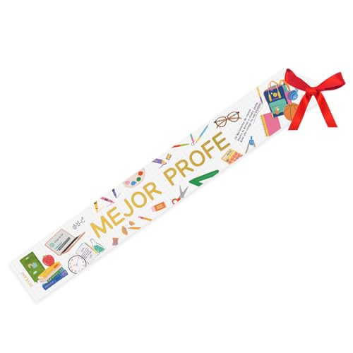 OH YEAH - Banda Mejor Profe - 150 x 10 cm - Banda para Profesora Fin de Curso - Graduación - Fiesta Escolar - Detalle Original y Divertido para Maestras - Unisex - Papel PLASTIFICADO IRROMPIBLE