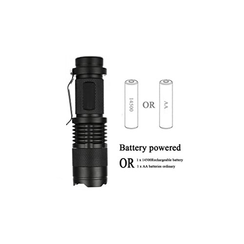 Skysted (2 Pack A300 Super Mini Bright 300Lm Single Mode Zoomable Focus Pocket Flashlight,Powered By 1 X Aa Or 1 X 14500 Battery(Not Included) #TOP1