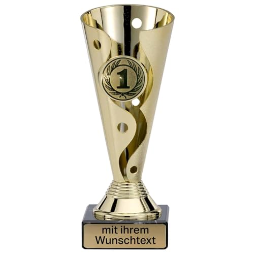 Deitert Pokal in Gold - Troph&auml;e mit Wunschtext graviert und Sportemblem nach freier Auswahl - 15cm Sportpokal mit Marmorsockel f&uuml;r Ihre Siegerehrung A100