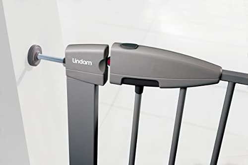 Munchkin Lindam Türgitter für Babys, ausziehbares Türschutzgitter & Treppenschutz zum Klemmen, ideal für Kinder und Haustiere, ohne Bohren, 73-79 cm, Grau